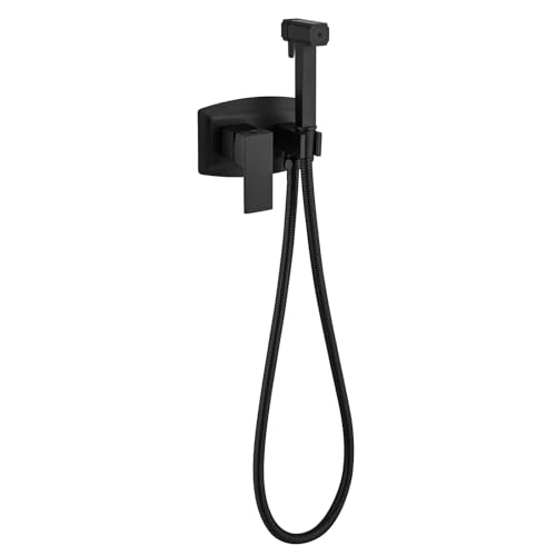 Bidet Handbrause Set for WC Warm und Kaltwasser, 2 Funktionen Toilettensprüher Wandmontage Messing Handheld Bidet Sprayer for Toilette mit 15cm Brauseschlauch(Black) von YYBAO