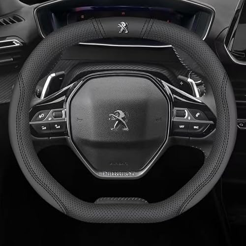 YYBCDSA Auto Lenkradbezug, für Peugeot 3008 GT Line 2019-2021 Heavy Duty Auto Lenkradhülle,Mode Sportlich Anti Rutsch Atmungsaktiv Leder Lenkradhülle,A von YYBCDSA