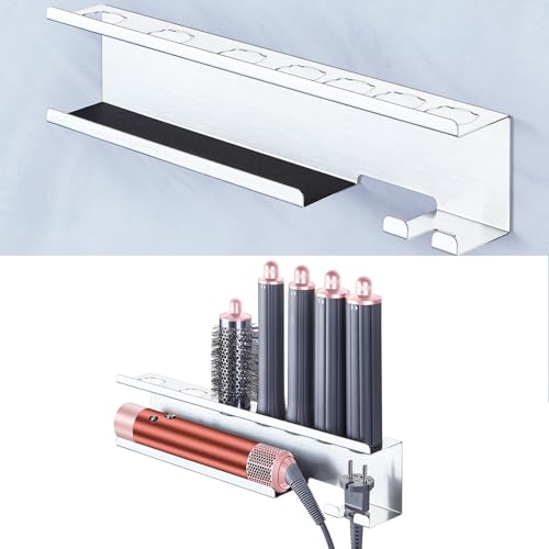 YYBO Föhn und Glätteisen Halterung für 7 in 1 Styler Lockenstab Zubehör, Föhnhalter Wand Ohne Bohren, Föhnhalterung Wandhalterung, Lockenstab Halterung Fönhalter Silber Haartrocknerhalter für Bad YYBO Föhn und Glätteisen Halterung für 7 in 1 Styler Lockenstab Zubehör, Föhnhalter Wand Ohne Bohren, Föhnhalterung Wandhalterung, Lockenstab Halterung Fönhalter Silber Haartrocknerhalter für Bad von YYBO
