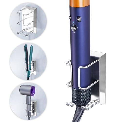 YYBO Wandhalterung Halter Ohne Bohren für Haartrockner, Glätteisen, Glättbürste, Lockenstab und Styler Zubehör, Fönhalter Ohne Bohren, Glätteisen Halterung Edelstahl Föhn Halterung für Bad Barbershop YYBO Wandhalterung Halter Ohne Bohren für Haartrockner, Glätteisen, Glättbürste, Lockenstab und Styler Zubehör, Fönhalter Ohne Bohren, Glätteisen Halterung Edelstahl Föhn Halterung für Bad Barbershop von YYBO