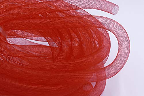 YYCRAF 9 Meter Netzschlauch, einfarbig, für Kränze, Cyberlox, Bastelarbeiten, 16 mm (5/8 Zoll), Nylon, reines rot, 16 mm von YYCRAFT