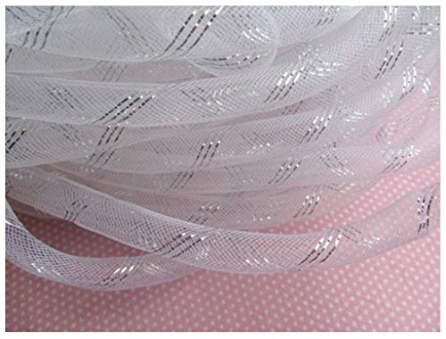 YYCRAF Eine Rolle 20 Yards Solid Mesh Tube Deco Flex für Kränze Cyberlox CRIN Crafts 16 mm (5/8 Zoll) (weiß) von YYCRAFT