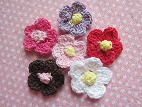 YYCRAFT 100 Stück Häkeln 2,5 cm Frühlingsblume von YYCRAFT