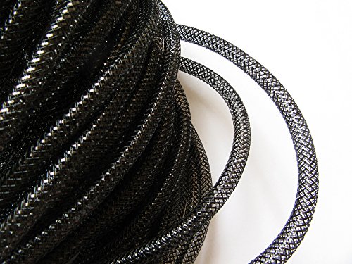 YYCRAFT 13,5 Meter (15 Y), massives Netz-Rohr für Bastelarbeiten, Deko-Flex, für Kränze, Cyberlox Crin Crafts, 8 mm (3/8 Zoll) (glänzendes Schwarz) von YYCRAFT