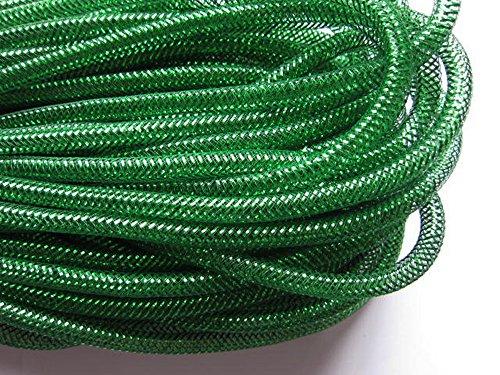 YYCRAFT 13,5 m Gaze-Schlauch für Deko, Kränze, Cyberlox Crin Crafts 8 mm, Nylon, All emerald, 8 mm von YYCRAFT