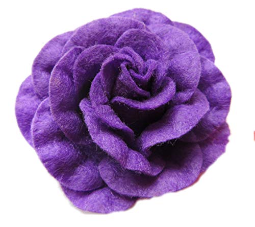 YYCRAFT Filz-Rose, 7 cm, 4D, große Blumen-Applikation für DIY Baby Mädchen Blume Stirnband Schleifen Basteln Party Dekoration, violett, About 2.75" von YYCRAFT