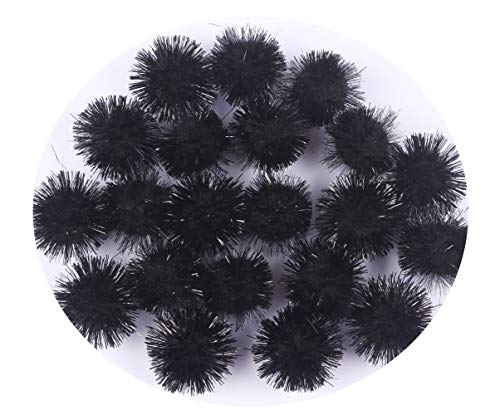 YYCRAFT Glitzernde Lametta-Pompons für Bastelarbeiten, Party-Dekoration, Katzenspielzeug, 25 mm, Schwarz, 100 Stück von YYCRAFT