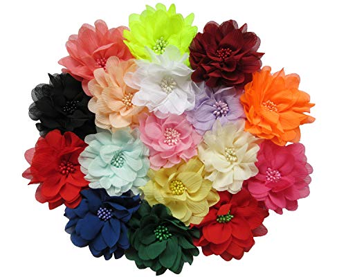 YYCRAFT Große 10.2 cm Chiffon-Perlen 4D-Blume für Hochzeit, Party, Dekoration, Nähen, Basteln, Verzierungen, DIY-Stirnbänder, gemischte Farben, 10.2 cm Chiffon-Blume) von YYCRAFT