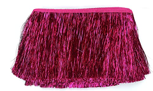 YYCRAFT Lametta-Fransenborte, 20,3 cm breit, Lametta-Girlande, Tanz-Kostüm, Fransenborte, glänzender Folieneffekt, Party-Dekoration (4,5 m, Hot Pink) von YYCRAFT