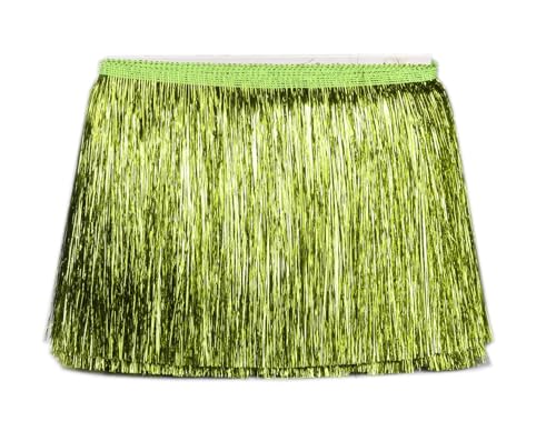 YYCRAFT Lametta-Fransenborte, 20,3 cm breit, Lametta-Girlande, Tanz-Kostüm, Fransenborte, glänzender Folieneffekt, Party-Dekoration (4,5 m, Limettengrün) von YYCRAFT