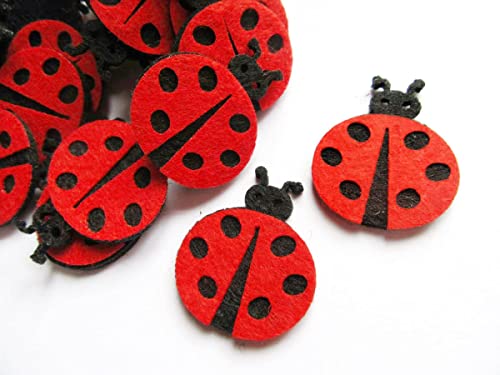 YYCRAFT Packung mit 40 gepolsterten Filz-Marienkäfer-Applikationen (3,8 cm, rot) von YYCRAFT