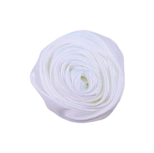 yycraft 20 handgefertigt Stoff Rose Blumensträuße Flower Satin Rose 5,7 cm (5,7) Craft Headbands Schleifen Hochzeit Braut weiß von YYCRAFT