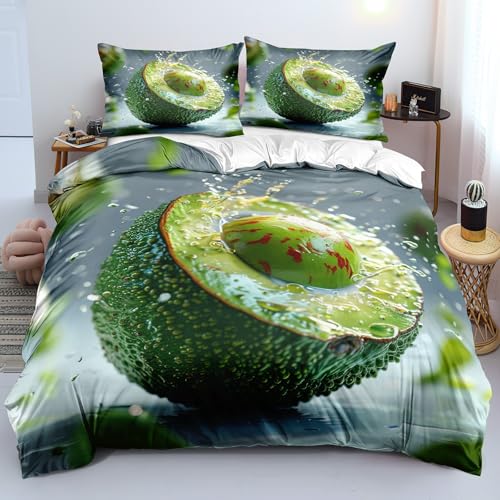 YYDIANZ Avocado Bettwäsche 200 x 220 Grün Bettwäsche-Sets 3-TLG Set Bestehend Aus 1 Bettbezug und 2 Kissenbezügen 80 x 80 cm Aus Weich Microfaser Mit Meißverschluss YYDIANZ Avocado Bettwäsche 200 x 220 Grün Bettwäsche-Sets 3-TLG Set Bestehend Aus 1 Bettbezug und 2 Kissenbezügen 80 x 80 cm Aus Weich Microfaser Mit Meißverschluss von YYDIANZ