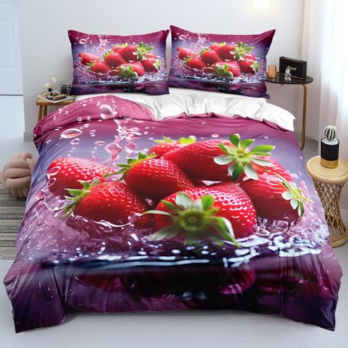 YYDIANZ Erdbeere Bettwäsche 135 x 200 Frische Bettwäsche-Sets 3-TLG Set Bestehend Aus 1 Bettbezug und 2 Kissenbezügen 80 x 80 cm Aus Weich Microfaser Mit Meißverschluss YYDIANZ Erdbeere Bettwäsche 135 x 200 Frische Bettwäsche-Sets 3-TLG Set Bestehend Aus 1 Bettbezug und 2 Kissenbezügen 80 x 80 cm Aus Weich Microfaser Mit Meißverschluss von YYDIANZ