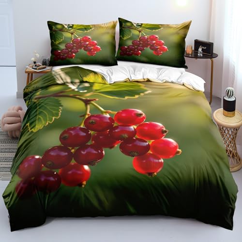 YYDIANZ Johannisbeere Bettwäsche 220 x 240 Rot Bettwäsche-Sets 3-TLG Set Bestehend Aus 1 Bettbezug und 2 Kissenbezügen 80 x 80 cm Aus Weich Microfaser Mit Meißverschluss YYDIANZ Johannisbeere Bettwäsche 220 x 240 Rot Bettwäsche-Sets 3-TLG Set Bestehend Aus 1 Bettbezug und 2 Kissenbezügen 80 x 80 cm Aus Weich Microfaser Mit Meißverschluss von YYDIANZ