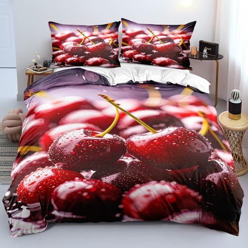 YYDIANZ Kirsche Bettwäsche 200 x 220 Frisch Bettwäsche-Sets 3-TLG Set Bestehend Aus 1 Bettbezug und 2 Kissenbezügen 80 x 80 cm Aus Weich Microfaser Mit Meißverschluss YYDIANZ Kirsche Bettwäsche 200 x 220 Frisch Bettwäsche-Sets 3-TLG Set Bestehend Aus 1 Bettbezug und 2 Kissenbezügen 80 x 80 cm Aus Weich Microfaser Mit Meißverschluss von YYDIANZ