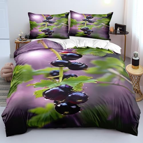 YYDIANZ Schwarze Johannisbeere Bettwäsche 135 x 200 Schwarz Bettwäsche-Sets 3-TLG Set Bestehend Aus 1 Bettbezug und 2 Kissenbezügen 80 x 80 cm Aus Weich Microfaser Mit Meißverschluss YYDIANZ Schwarze Johannisbeere Bettwäsche 135 x 200 Schwarz Bettwäsche-Sets 3-TLG Set Bestehend Aus 1 Bettbezug und 2 Kissenbezügen 80 x 80 cm Aus Weich Microfaser Mit Meißverschluss von YYDIANZ