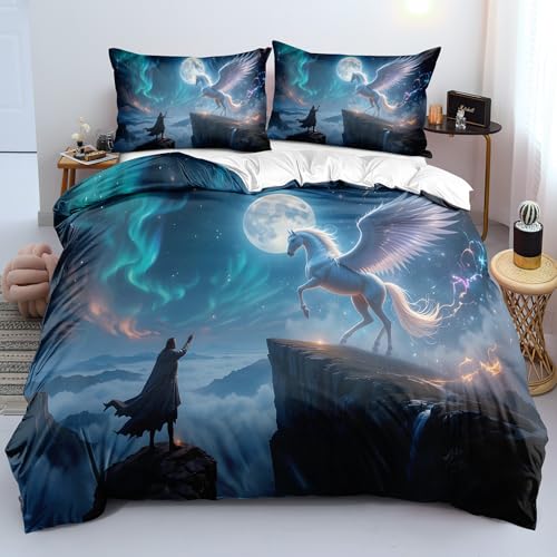 YYDIANZ Weißes Pferd Bettwäsche 155 x 220 Mond Bettwäsche-Sets 3-TLG Set Bestehend Aus 1 Bettbezug und 2 Kissenbezügen 80 x 80 cm Aus Weich Microfaser Mit Meißverschluss YYDIANZ Weißes Pferd Bettwäsche 155 x 220 Mond Bettwäsche-Sets 3-TLG Set Bestehend Aus 1 Bettbezug und 2 Kissenbezügen 80 x 80 cm Aus Weich Microfaser Mit Meißverschluss von YYDIANZ