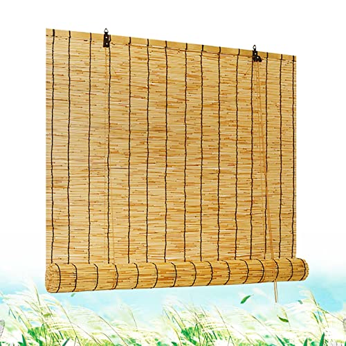 Bambus Rollo Bambusrollo Sichtschutz Sonnenschutzrollos Einfach Aufzuhängen Lichtfilter-Rollo Anti-UV/Wärmedämmung Bambus Jalousie Raffrollo für Terrasse/Garten/Küche Bambusvorhang (Color : Natural, von YYDPSHH