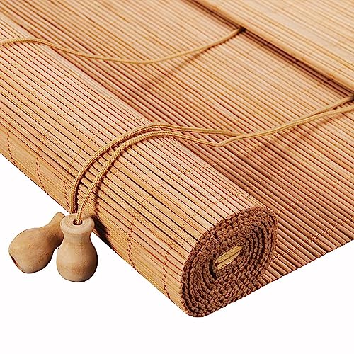 Rollo Bambus 80% UV-Block Outdoor Retro Bambusrollo Sichtschutz Sonnenschutz Bambus Rollos Jalousien Raffrollo wasserdichte Holzrollo 50 55 65 80 90 100 115 120 140 150 160cm inkl. Montagematerial von YYDPSHH