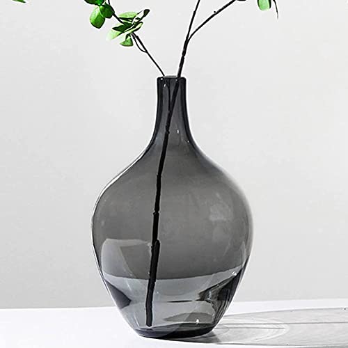YYDSA Handmade Glasvase Schwarz,Glasvase für Pampasgras,Transparente Ballon Vase für Moderne Wohnkultur,Indoor Dekoration (nur Vase),Grau Gro? von YYDSA