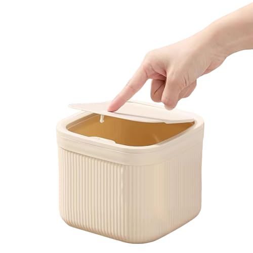 YYDSWTW Abfallpapierbehälter Schreibtisch Mülleimer mit Druckringen Design hygienischer Deckel leicht zu reinigen With lid von YYDSWTW