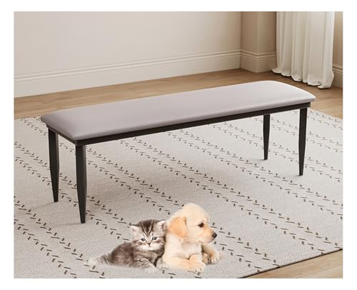 YYDSWTW Dachbank Sitzhocker Faux Lederbank mit abgerundeten Ecken Küchenbank robuste Bank LightGray 100 * 30 * 48cm von YYDSWTW