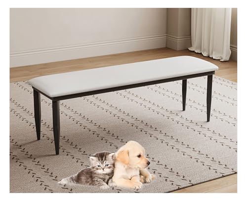 YYDSWTW Dachbank Sitzhocker Faux Lederbank mit abgerundeten Ecken Küchenbank robuste Bank weiß 100 * 30 * 48cm von YYDSWTW
