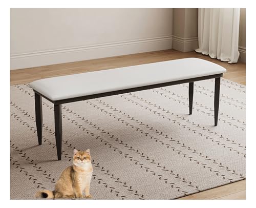 YYDSWTW Fußschabel Schlafzimmerbank Faux Lederbank mit abgerundeten Ecken mit niedriger Bank Balkon Bank weiß 100 * 30 * 48cm von YYDSWTW