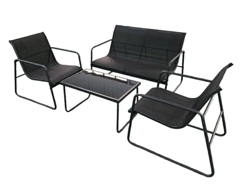 YYDSWTW Garten ESS -Set Gesprächs -Set Metall Rahmen Gartenstühle atmungsaktive Kaffeehaus Lounge von YYDSWTW