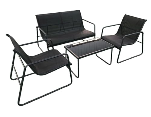 YYDSWTW Garten ESS -Set -Terrasse Set Temperierter Glas Tisch Rattan Rückenlehne atmungsaktive Terrasse von YYDSWTW