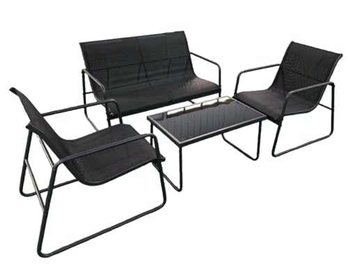 YYDSWTW Gartenmöbel Set Gesprächset 4-teiliges Set Temperierte Glas Tisch Metallrahmen Poolseite von YYDSWTW