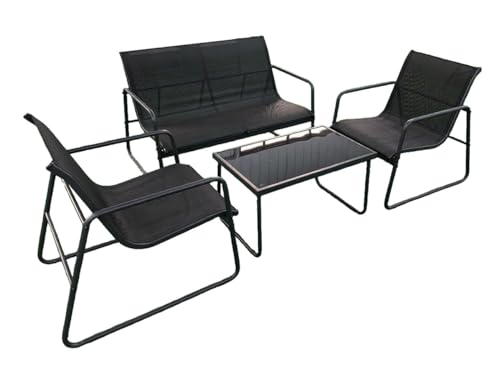 YYDSWTW Gartenmöbel Set Lounge Set Metallrahmen 4-teilige Rattan-Rassan-Rückenlehne-Deck Innenräume von YYDSWTW