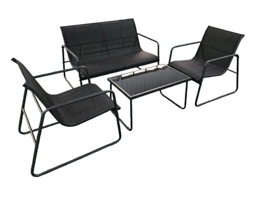 YYDSWTW Gartenmöbel Set im Freien Sitzgelände Metallrahmenmöbel Rattan Rückenlehne für Outdoor -Deck von YYDSWTW
