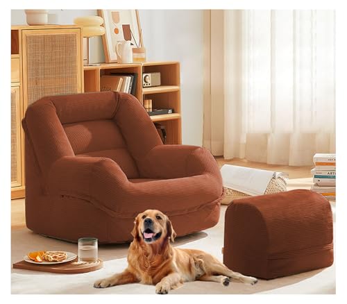 YYDSWTW Lazy Sofa Floor Stuhl Tragbares Sofa mit Fußschemel -Camping -Sofa einfach zu bedienen braun von YYDSWTW