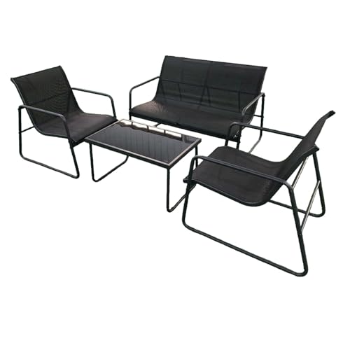 YYDSWTW Lounge Set Gartenmöbel Set Metall Rahmen Möbel Balkon im Freien atmungsaktive Netzstuhl von YYDSWTW