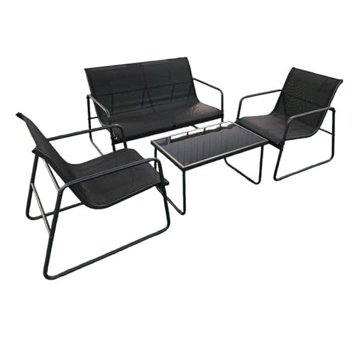 YYDSWTW Lounge Set Terrasse Set Temperierte Glas Tabelle Metallrahmenmöbel für Balkon Veranda von YYDSWTW