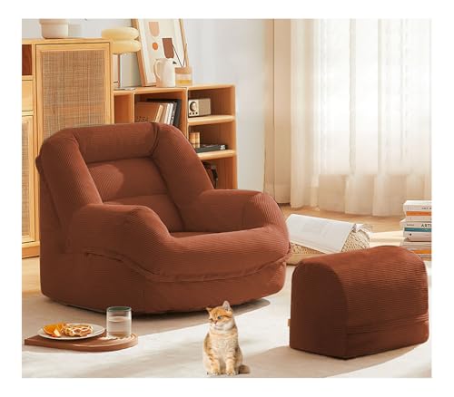 YYDSWTW Lounge Stuhl Single Sofa platzsparendes Sofa Ergonomisches Design Abnehmbares Cover Home Office Sofa braun von YYDSWTW