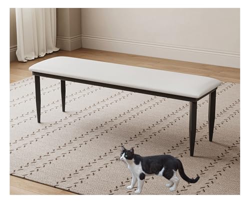 YYDSWTW Sitzhocker Ottomane Bank Faux Lederbank Lange Bank Rundliche Ecken Küchenbank leicht zu versammeln weiß 100 * 30 * 48cm von YYDSWTW
