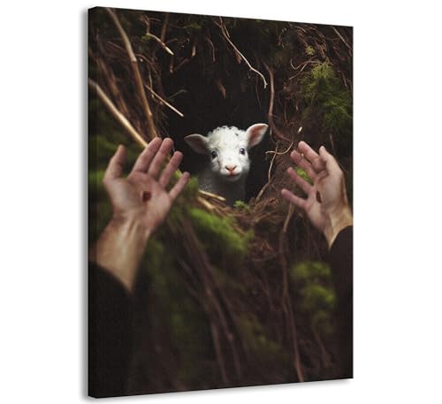 YYFARTFQ Jesus Wandkunst Jesus Reaching Out to Save the Lost Lamb Leinwand Poster Druck Christian God Painting Wanddekoration Bilder Modern Wohnzimmer Schlafzimmer Büro Home Wanddekoration von YYFARTFQ