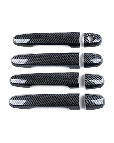 YYGGWL Scratch Protection Kompatibel Mit Daihatsu Terios J200 2007-2022 Einloch Türgriff Mit Schalenzieher Dekorationsleisten Kratzschutz-Set Türgriffabdeckung(Carbonfaser-Muster) von YYGGWL