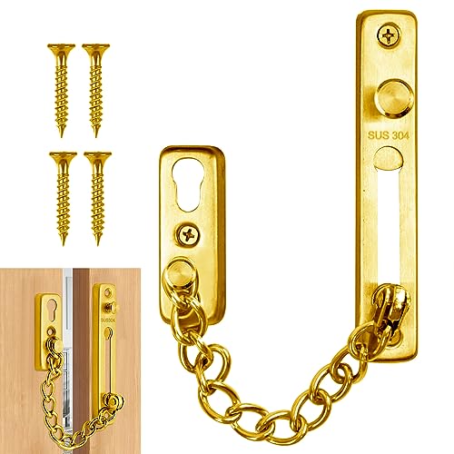 Türkette,Sicherheitsschloss Wohnungstür,Türschloss,tür sicherheitsriegel,türriegel,sicherheitskette,türsicherung einbruchschutz,verriegelung für türen (Elegantes Gold) von YYHCC