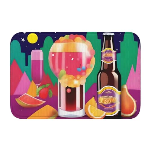 Bodenmatte mit Schlosskante, 40 x 60 YYHHAOFA Obst-im-Bier-Muster, für WC, Schminktisch, Ferienhaus, Hauptbadezimmer, Kinderzimmer und Gäste-Suite von YYHHAOFA
