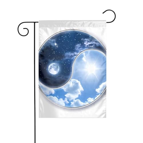 Gartenflagge Yin Yang Sky Prints Dekorative Flaggen hauptsächlich für Terrassen, Gärten, Blumentöpfe, Terrasse, Balkon 30,5 x 45,7 cm von YYHHAOFA