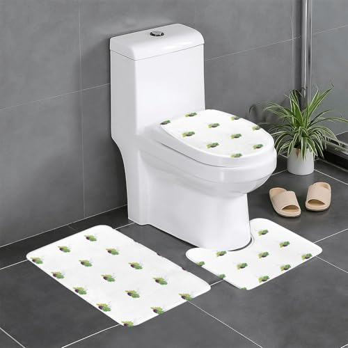 Rutschfeste Bodenmatte, 3-teiliges Set, YYHHAOFA Hasenpflücke, Traubenmuster, U-förmige WC-Bodenmatte, fest befestigt, saugfähig und langlebig, dick und bequem von YYHHAOFA