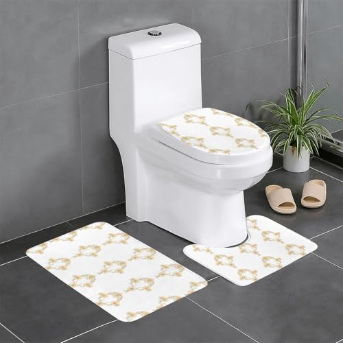 Rutschfeste Bodenmatte, 3-teiliges Set, YYHHAOFA Kerzenhalter, Muster, U-förmige WC-Bodenmatte, fest befestigt, saugfähig und langlebig, dick und bequem von YYHHAOFA