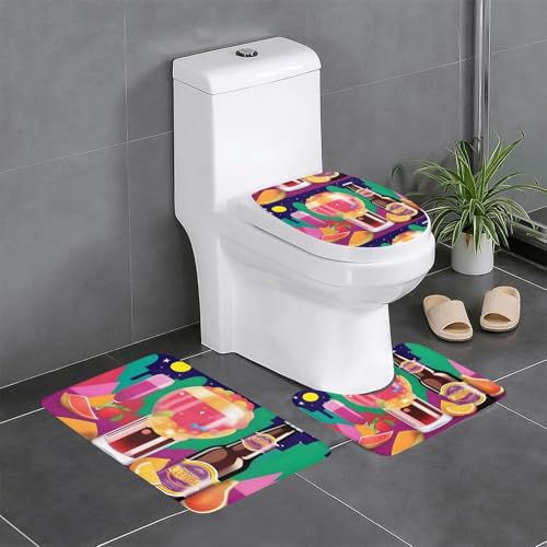 Rutschfeste Bodenmatte 3-teiliges Set, YYHHAOFA Obst im Biermuster, U-förmige Toilettenbodenmatte, fest befestigt, saugfähig & langlebig, dick & bequem Rutschfeste Bodenmatte 3-teiliges Set, YYHHAOFA Obst im Biermuster, U-förmige Toilettenbodenmatte, fest befestigt, saugfähig & langlebig, dick & bequem von YYHHAOFA