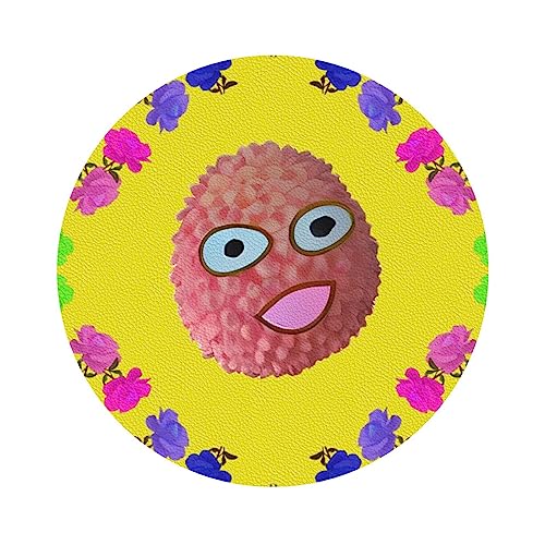 Smiley-Litschi-Muster, dekorative Untersetzer aus Leder, 6-teiliges Set: fein und weich, leicht zu reinigen, runde Form, 10,2 x 10,2 cm von YYHHAOFA