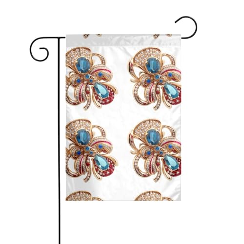 YYHHAOFA Alte Brosche Muster Gartenflagge Hofdekoration 30,5 x 45,7 cm für Garten, Terrasse, Balkon von YYHHAOFA