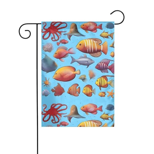 YYHHAOFA Aquarium-Fahnenmast für den Außenbereich, bedruckt, doppelseitig, 30,5 x 45,7 cm von YYHHAOFA